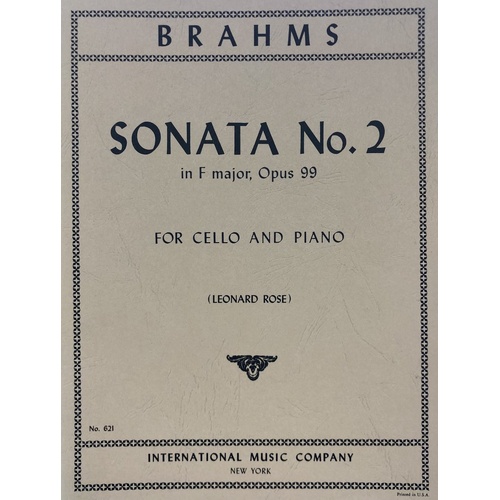 Sonata No. 2 in F Major Op. 99 for Cello and Piano by Johannes Brahms