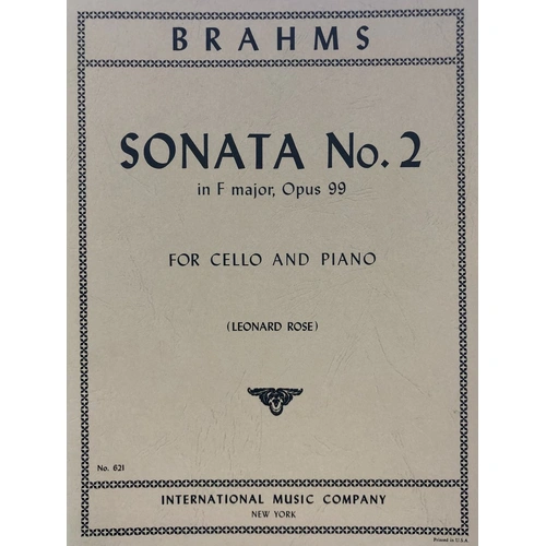 Sonata No. 2 in F Major Op. 99 for Cello and Piano by Johannes Brahms