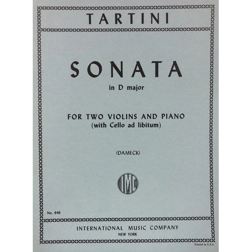 Sonata in D Major for Violin and Cello by Giuseppe Tartini, Violin Duet, 1 Page, International Music Company