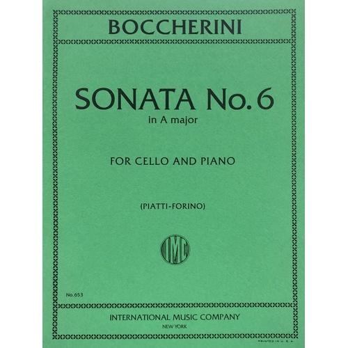 Boccherini Sonata No. 6 in A Major for Cello and Piano