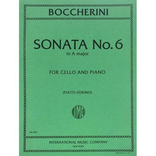 Boccherini Sonata No. 6 in A Major for Cello and Piano - International Music Company