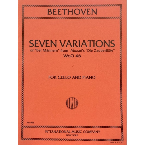 Variations 7 on "Bei Männern" from Magic Flute for Cello by Beethoven, International Music Company, 1 Page