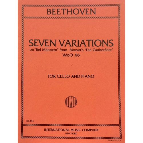 Variations 7 from Magic Flute for Cello by Beethoven, International Music Company, 1 Page