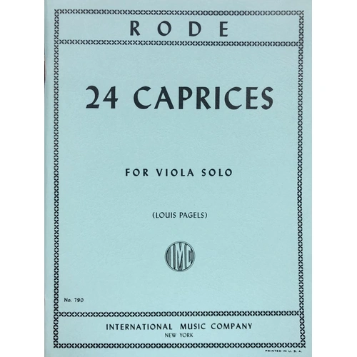 Rode 24 Caprices Viola Solo Arranged by Pagels