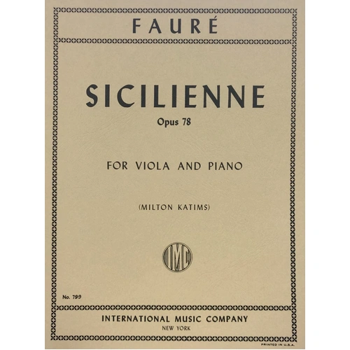 Sicilienne Op. 78 for Viola Arranged by Milton Katims