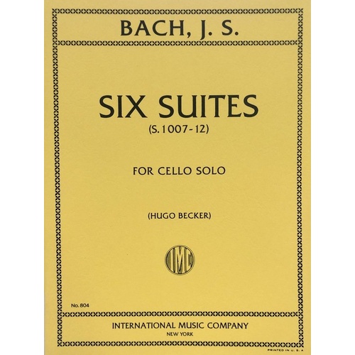 Bach Six Suites BWV 1007-12 for Cello Solo by International Music Company