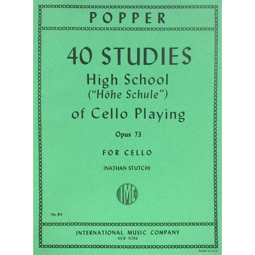 Popper High School of Cello Playing Op. 73 - 40 Etudes for Cello Solo