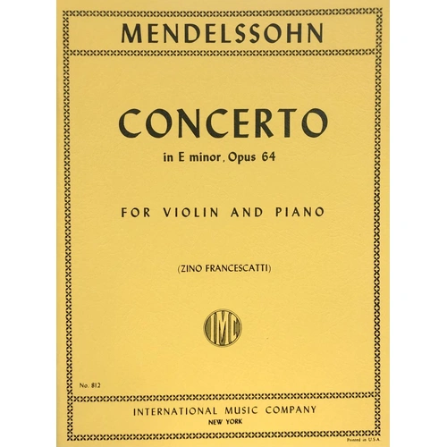 Mendelssohn Violin Concerto in E Minor Op. 64 for Violin and Piano