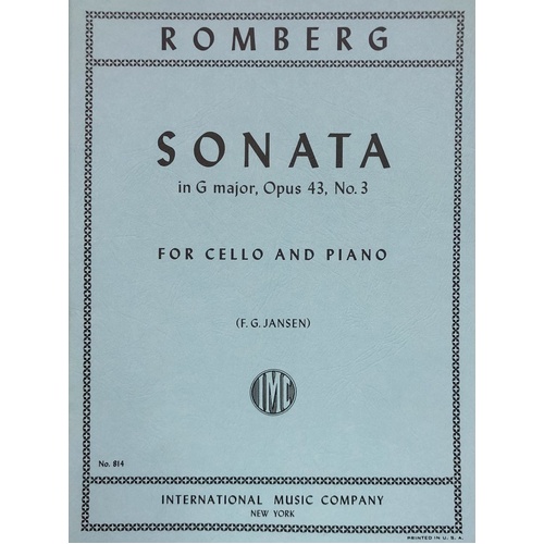 Sonata in G Major, Op. 43 No. 3 for Cello and Piano by Bernhard Romberg