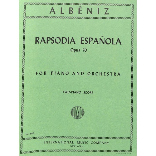 Spanish Rhapsody Op. 70 for 2 Pianos 4 Hands by Isaac Albeniz