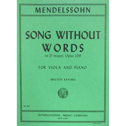 Song Without Words Op. 109 for Cello, Viola, and Piano by Mendelssohn
