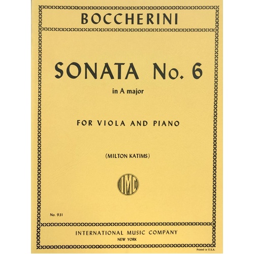 Sonata No. 6 in A Major for Viola and Piano by Luigi Boccherini