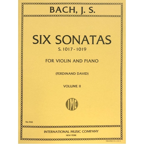 Bach - 6 Sonatas Vol 2 BWV 1017-1019 for Violin and Piano, Edited by Ferdinand David