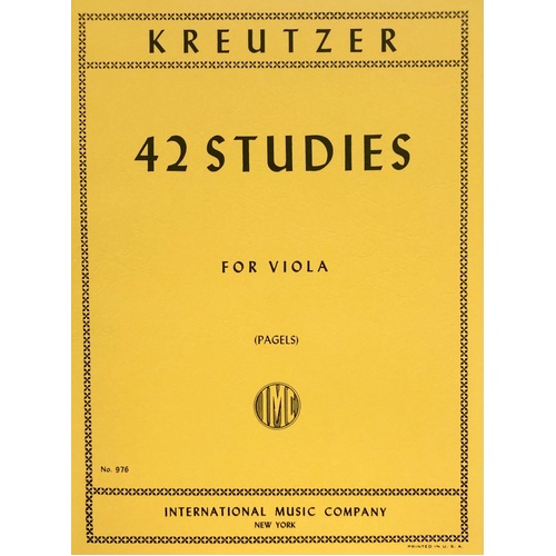 Kreutzer 42 Studies for Viola Ed. Pagels - International Music Company
