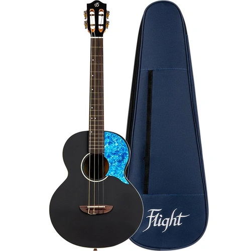 Flight Iris Baritone Ukulele - Satin Black, Solid Spruce Top, Laminate Mahogany, Deluxe Gig Bag Included