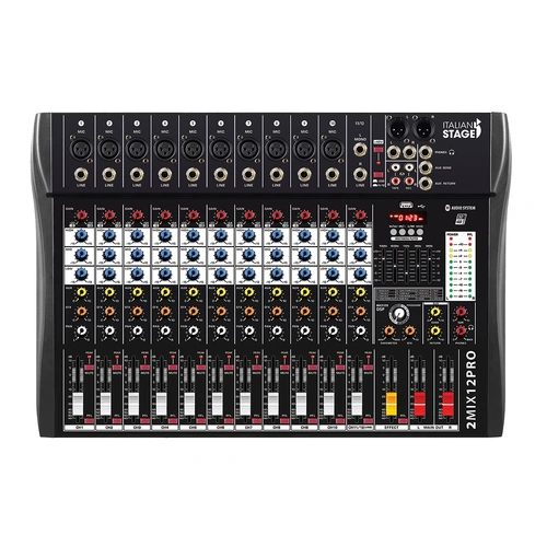 Italian Stage 12-Channel Stereo Audio Mixer with DSP MultiFX and USB Player/Recorder [IS2MIX12PRO]
