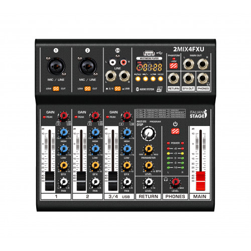 Italian Stage IS 2MIX4 FXU Compact Mixer w' USB/Effects