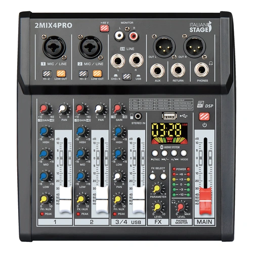 Italian Stage 4-Channel Stereo Audio Mixer with DSP MultiFX IS2MIX4PRO