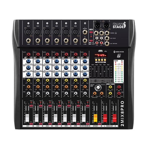 Italian Stage IS 2MIX8 Pro Compact Mixer w' USB/Effects