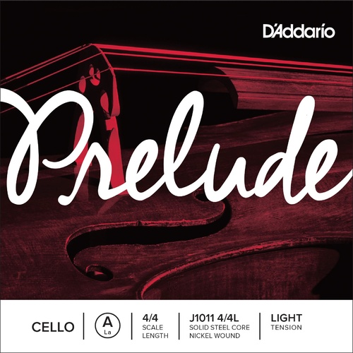D'Addario Prelude Cello Single A String, 4/4 Scale, Light Tension