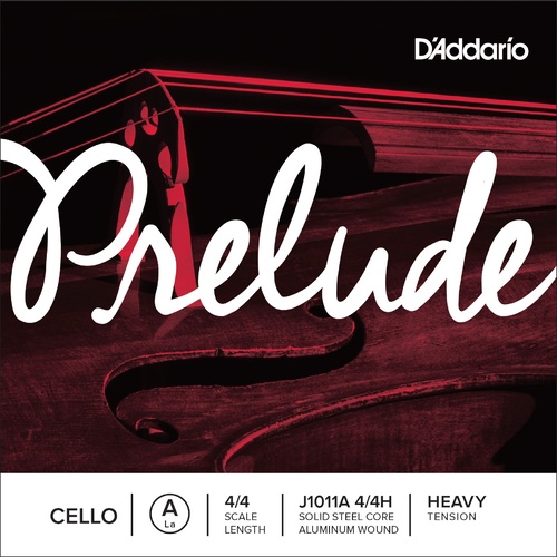 D'Addario Prelude Cello Single Aluminum Wound A String, 4/4 Scale, Heavy Tension