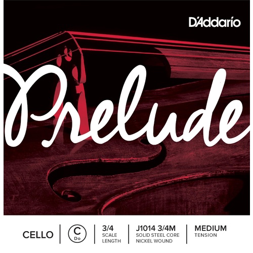 D'Addario Prelude Cello Single C String, 3/4 Scale, Medium Tension