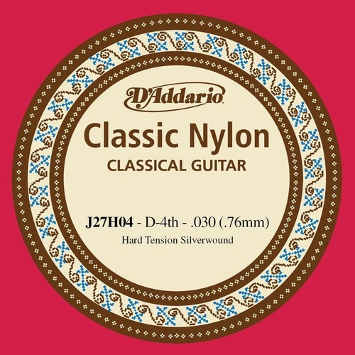 D'Addario J27H04  Student Nylon Classical Guitar Single String, Hard Tension, Fourth String