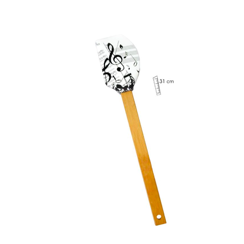 Silicone Spatula White with Black Music Notes and Clefs