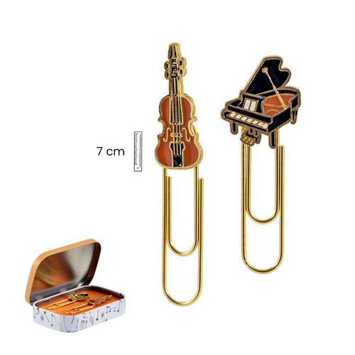 Metal Bookmark Set - Violin and Piano in Gift Tin