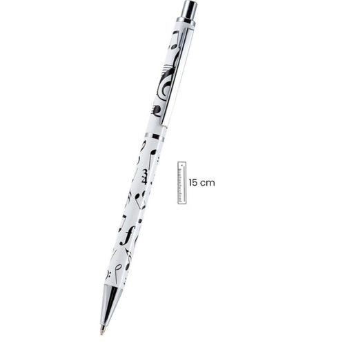 Ballpoint Pen White with Black Notes Clefs in Boxed Set