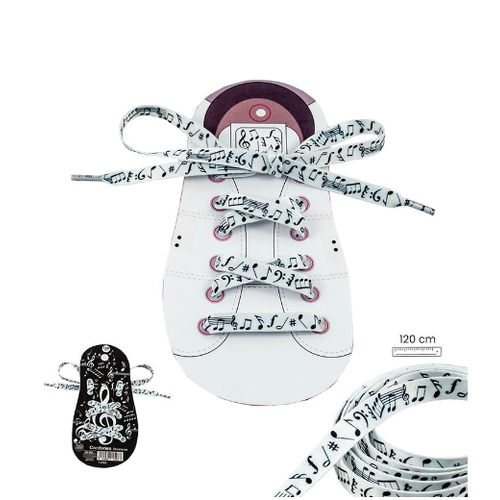 White Shoelaces with Black Music Notes and Clefs