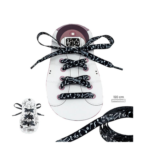 Black Shoelaces with White Music Notes and Clefs
