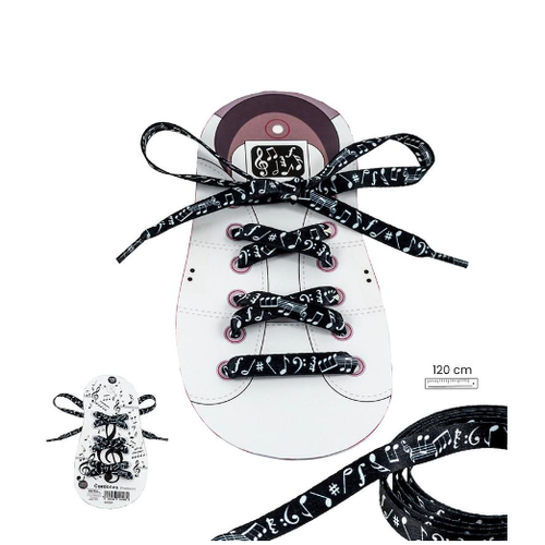 Black Shoelaces with White Music Notes and Clefs