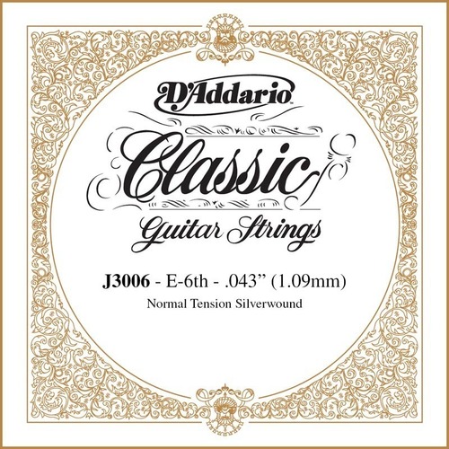 D'Addario J3006 Rectified Classical Guitar Single String, Normal Tension, Sixth String