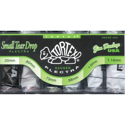 Jim Dunlop Tortex Small Tear Drop Guitar Picks - Set of 6 Gauges 0.50-1.14mm