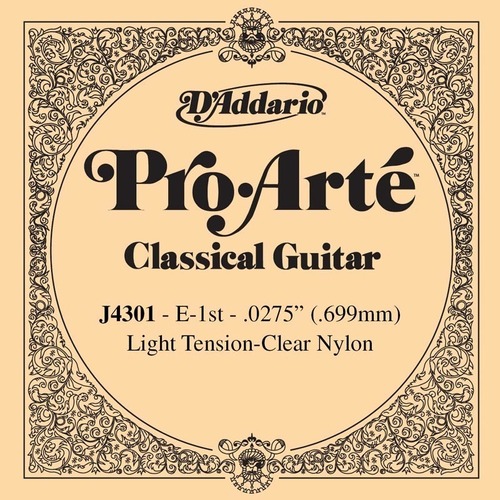 D'Addario J4301 Pro-Arte Nylon Classical Guitar Single String, Light Tension, First String