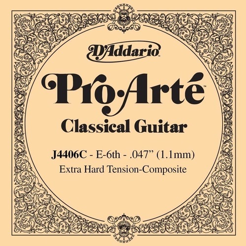 D'Addario J4406C Pro-Arte Composite Classical Guitar Single String, Extra-Hard Tension, Sixth String
