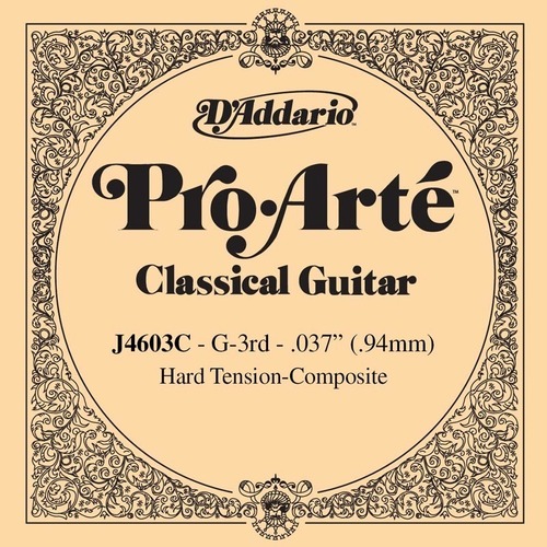 D'Addario J4603C Pro-Arte Nylon Classical Guitar Single String, Hard Tension, Third String