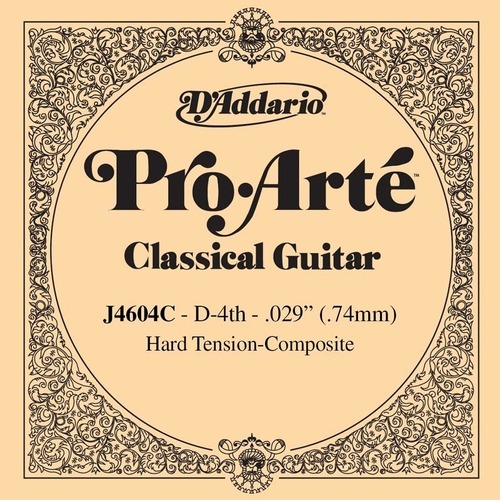 D'Addario J4604C Pro-Arte Nylon Classical Guitar Single String, Hard Tension, Fourth String