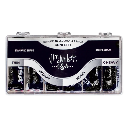 Jim Dunlop Confetti Classics Celluloid Guitar Picks Display Cabinet Q/P432
