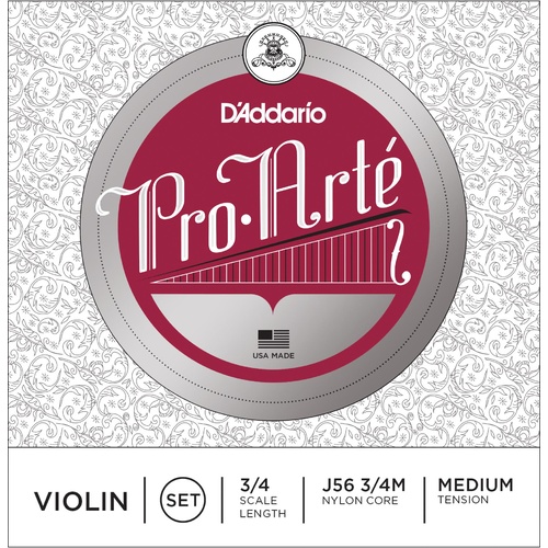 D'Addario Pro-Arte Violin String Set, 3/4 Scale, Medium Tension