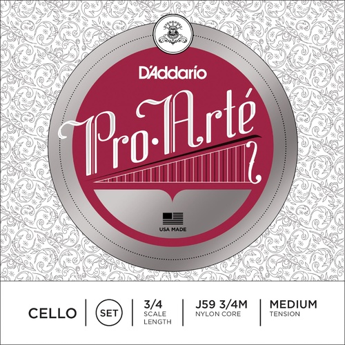 D'Addario Pro-Arte Cello String Set, 3/4 Scale, Medium Tension