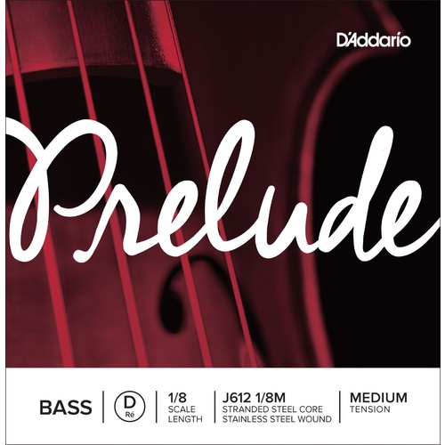 D'Addario Prelude Bass Single D String, 1/8 Scale, Medium Tension