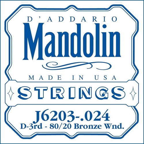 D'Addario J6203 80/20 Bronze Wound Mandolin Single String, .024