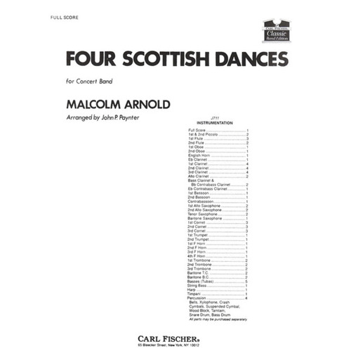 Scottish Dances 4 Arr Paynter Concert Band  Score