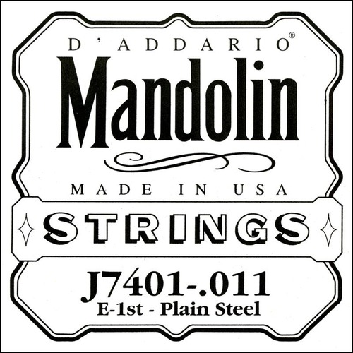 D'Addario J7401Plain Steel Mandolin Single String, First String, .011