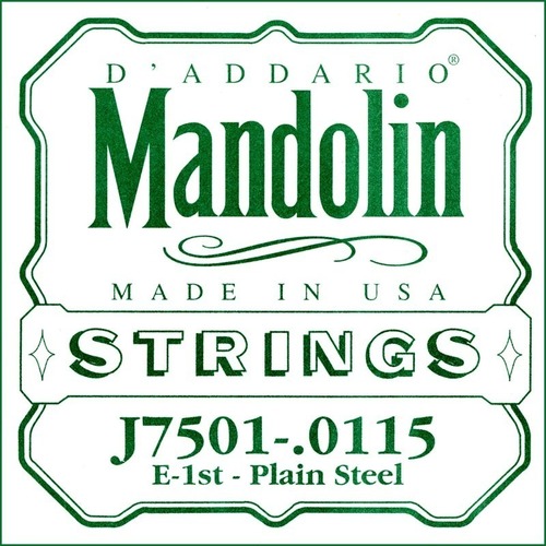 D'Addario J7501Plain Steel Mandolin Single String, First String, .0115
