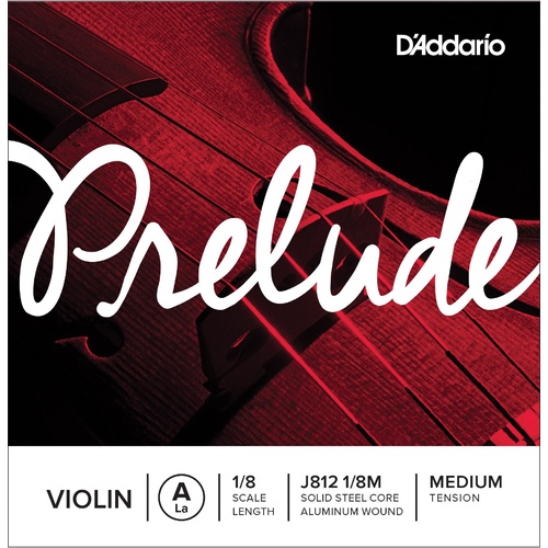 D'Addario Prelude Violin Single A String, 1/8 Scale, Medium Tension