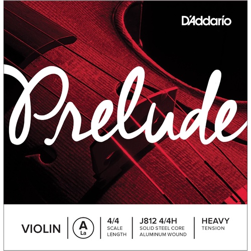 D'Addario Prelude Violin Single A String, 4/4 Scale, Heavy Tension