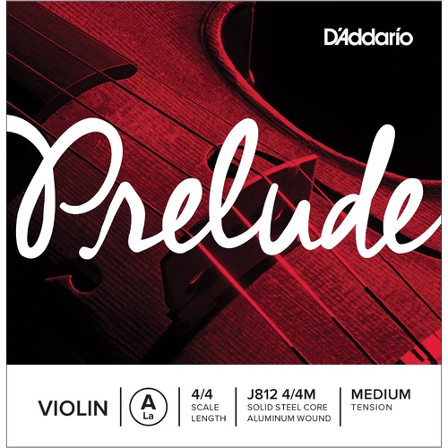 D'Addario Prelude Violin Single A String, 4/4 Scale, Medium Tension